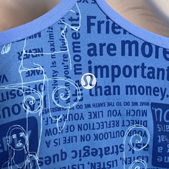 LULULEMON Blue Swirl Manifesto Power Y Tank Size 4 Yoga Athletic Workout - Picture 4 of 6